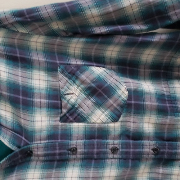 Pendleton flannel plaid teal purple button down shirt, women's size small - Picture 4 of 9